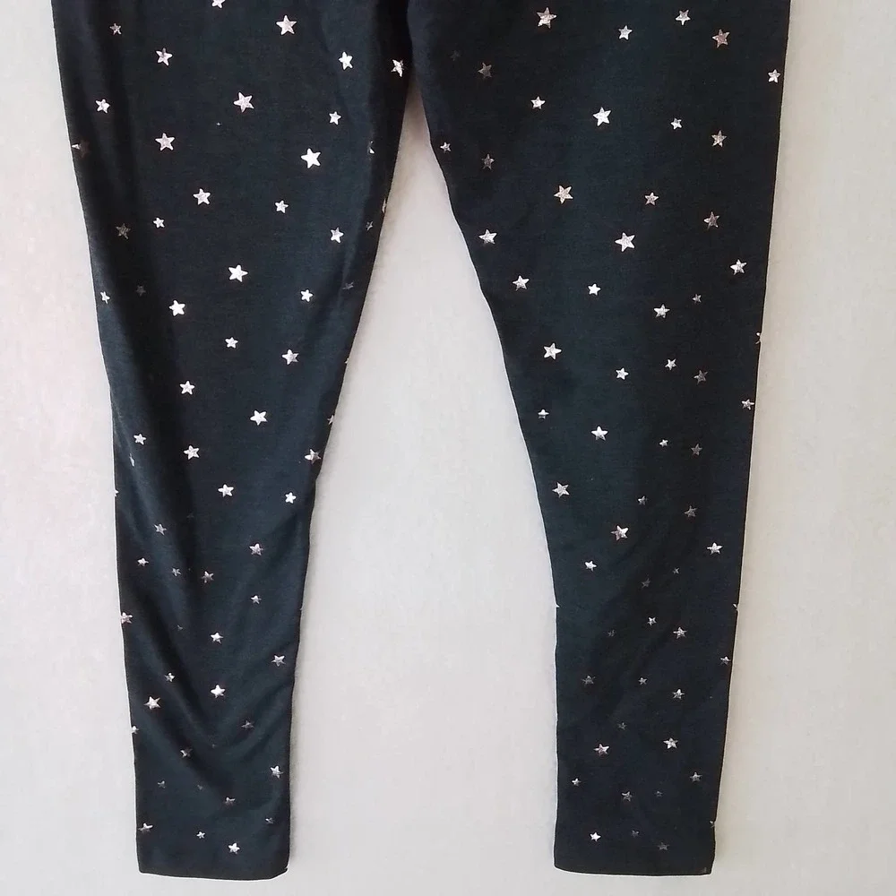 OshKosh Cotton Blend Leggings Size‎ 10 Dark Gray w/ Rose Gold Stars